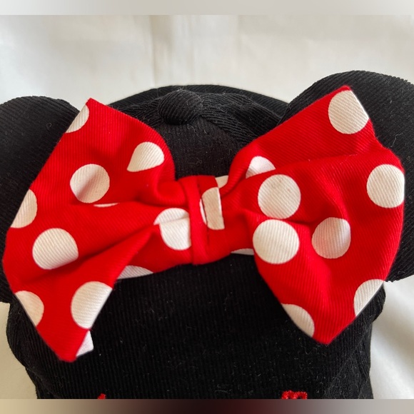 Disney Minnie Mouse Hat Girls OS Corduroy Black/Red/White Adjustable Embroidery - Picture 9 of 11